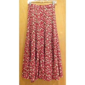 EUC EXPRESS Floral Print Skirt, Red, Size XS